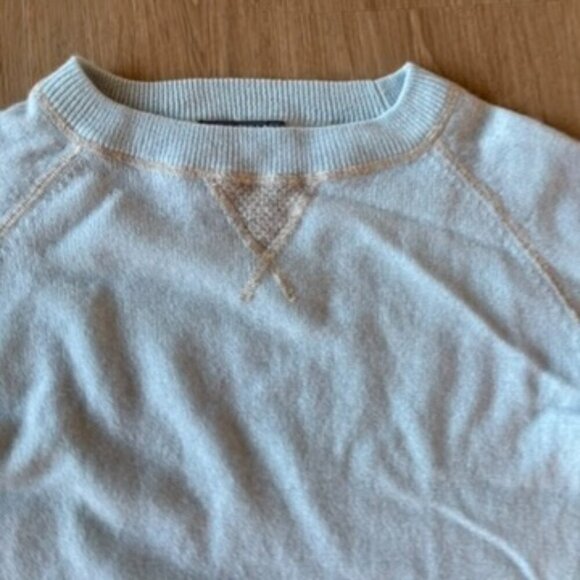 ** Alaskan Cashmere Boxy Crewneck Cashmere Sweater Blue Medium - Picture 6 of 8